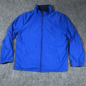 Nautica Jacket Mens‎ Windbreaker Fleece Reversible Full Zip Coat Size XL Blue